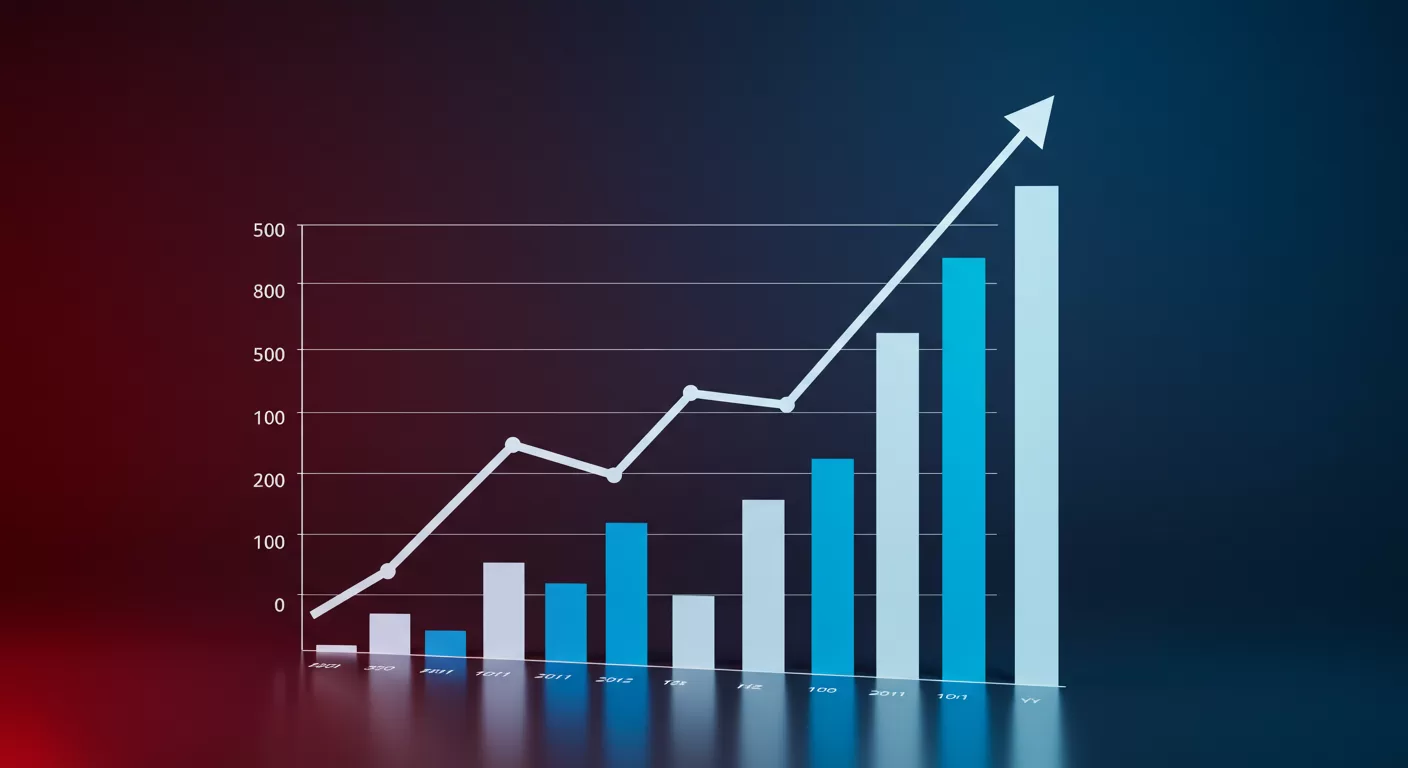 Gráfico com seta para cima representando o crescimento de empresas em Rio Verde GO, com Google Meu Negócio otimizado pela Inlocal Leads